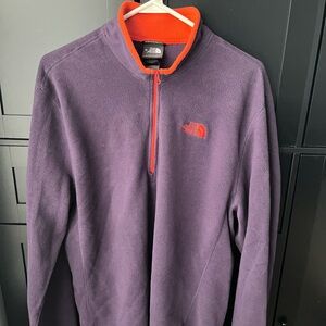 The North Face Men’s Purple Fleece Half-Zip with Orange Trim